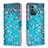 Coque Portefeuille Motif Fantaisie Livre Cuir Etui Clapet B01F pour Nokia G21 Cyan