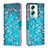 Coque Portefeuille Motif Fantaisie Livre Cuir Etui Clapet B01F pour Oppo A2 5G Cyan