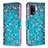 Coque Portefeuille Motif Fantaisie Livre Cuir Etui Clapet B01F pour Oppo A94 4G Cyan