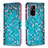 Coque Portefeuille Motif Fantaisie Livre Cuir Etui Clapet B01F pour Oppo A94 5G Cyan