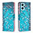 Coque Portefeuille Motif Fantaisie Livre Cuir Etui Clapet B01F pour Oppo A96 4G Cyan