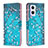 Coque Portefeuille Motif Fantaisie Livre Cuir Etui Clapet B01F pour Oppo A96 5G Cyan