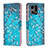 Coque Portefeuille Motif Fantaisie Livre Cuir Etui Clapet B01F pour Oppo F21s Pro 4G Cyan