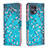 Coque Portefeuille Motif Fantaisie Livre Cuir Etui Clapet B01F pour Oppo Find X5 Pro 5G Cyan