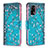 Coque Portefeuille Motif Fantaisie Livre Cuir Etui Clapet B01F pour Oppo Reno6 Lite Cyan