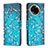 Coque Portefeuille Motif Fantaisie Livre Cuir Etui Clapet B01F pour Realme 11 5G Cyan