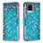 Coque Portefeuille Motif Fantaisie Livre Cuir Etui Clapet B01F pour Realme 8 4G Cyan