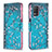 Coque Portefeuille Motif Fantaisie Livre Cuir Etui Clapet B01F pour Realme 8 5G Cyan