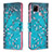 Coque Portefeuille Motif Fantaisie Livre Cuir Etui Clapet B01F pour Realme C12 Cyan