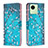 Coque Portefeuille Motif Fantaisie Livre Cuir Etui Clapet B01F pour Realme C30s Cyan