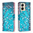 Coque Portefeuille Motif Fantaisie Livre Cuir Etui Clapet B01F pour Realme C33 (2023) Cyan