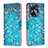 Coque Portefeuille Motif Fantaisie Livre Cuir Etui Clapet B01F pour Realme C55 Cyan