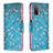 Coque Portefeuille Motif Fantaisie Livre Cuir Etui Clapet B01F pour Samsung Galaxy A02s Cyan