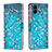 Coque Portefeuille Motif Fantaisie Livre Cuir Etui Clapet B01F pour Samsung Galaxy A04 4G Cyan