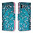 Coque Portefeuille Motif Fantaisie Livre Cuir Etui Clapet B01F pour Samsung Galaxy A10e Cyan