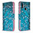 Coque Portefeuille Motif Fantaisie Livre Cuir Etui Clapet B01F pour Samsung Galaxy A10s Cyan