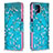 Coque Portefeuille Motif Fantaisie Livre Cuir Etui Clapet B01F pour Samsung Galaxy A12 Cyan