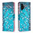 Coque Portefeuille Motif Fantaisie Livre Cuir Etui Clapet B01F pour Samsung Galaxy A13 4G Cyan