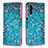 Coque Portefeuille Motif Fantaisie Livre Cuir Etui Clapet B01F pour Samsung Galaxy A13 5G Cyan