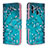 Coque Portefeuille Motif Fantaisie Livre Cuir Etui Clapet B01F pour Samsung Galaxy A20e Cyan