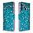 Coque Portefeuille Motif Fantaisie Livre Cuir Etui Clapet B01F pour Samsung Galaxy A21 Cyan