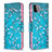 Coque Portefeuille Motif Fantaisie Livre Cuir Etui Clapet B01F pour Samsung Galaxy A22 5G Cyan