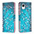 Coque Portefeuille Motif Fantaisie Livre Cuir Etui Clapet B01F pour Samsung Galaxy A23 5G SC-56C Cyan