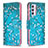 Coque Portefeuille Motif Fantaisie Livre Cuir Etui Clapet B01F pour Samsung Galaxy A24 4G Cyan