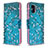 Coque Portefeuille Motif Fantaisie Livre Cuir Etui Clapet B01F pour Samsung Galaxy A31 Cyan