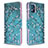 Coque Portefeuille Motif Fantaisie Livre Cuir Etui Clapet B01F pour Samsung Galaxy A51 5G Cyan