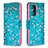 Coque Portefeuille Motif Fantaisie Livre Cuir Etui Clapet B01F pour Samsung Galaxy A52 4G Cyan