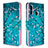 Coque Portefeuille Motif Fantaisie Livre Cuir Etui Clapet B01F pour Samsung Galaxy A70E Cyan