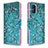 Coque Portefeuille Motif Fantaisie Livre Cuir Etui Clapet B01F pour Samsung Galaxy A71 5G Cyan