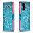 Coque Portefeuille Motif Fantaisie Livre Cuir Etui Clapet B01F pour Samsung Galaxy A72 4G Cyan