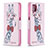 Coque Portefeuille Motif Fantaisie Livre Cuir Etui Clapet B01F pour Samsung Galaxy F12 Rose