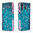 Coque Portefeuille Motif Fantaisie Livre Cuir Etui Clapet B01F pour Samsung Galaxy M30 Cyan