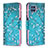 Coque Portefeuille Motif Fantaisie Livre Cuir Etui Clapet B01F pour Samsung Galaxy M32 4G Cyan