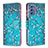 Coque Portefeuille Motif Fantaisie Livre Cuir Etui Clapet B01F pour Samsung Galaxy M52 5G Cyan