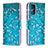 Coque Portefeuille Motif Fantaisie Livre Cuir Etui Clapet B01F pour Samsung Galaxy Note 20 5G Cyan