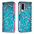 Coque Portefeuille Motif Fantaisie Livre Cuir Etui Clapet B01F pour Vivo V21e 5G Cyan