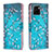 Coque Portefeuille Motif Fantaisie Livre Cuir Etui Clapet B01F pour Vivo Y10 t1 Cyan