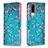 Coque Portefeuille Motif Fantaisie Livre Cuir Etui Clapet B01F pour Vivo Y53s 4G Cyan