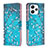 Coque Portefeuille Motif Fantaisie Livre Cuir Etui Clapet B01F pour Xiaomi Redmi 12 4G Cyan