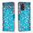 Coque Portefeuille Motif Fantaisie Livre Cuir Etui Clapet B01F pour Xiaomi Redmi Note 11 4G (2022) Cyan