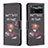 Coque Portefeuille Motif Fantaisie Livre Cuir Etui Clapet B01F pour Xiaomi Redmi Note 11E Pro 5G Gris Fonce
