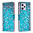 Coque Portefeuille Motif Fantaisie Livre Cuir Etui Clapet B01F pour Xiaomi Redmi Note 12 Pro 5G Cyan