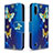 Coque Portefeuille Motif Fantaisie Livre Cuir Etui Clapet B03F pour Samsung Galaxy A01 SM-A015 Bleu Royal