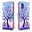 Coque Portefeuille Motif Fantaisie Livre Cuir Etui Clapet B03F pour Samsung Galaxy A31 Violet Clair