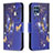 Coque Portefeuille Motif Fantaisie Livre Cuir Etui Clapet B03F pour Samsung Galaxy M32 4G Bleu Royal