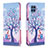 Coque Portefeuille Motif Fantaisie Livre Cuir Etui Clapet B03F pour Samsung Galaxy M32 4G Violet Clair